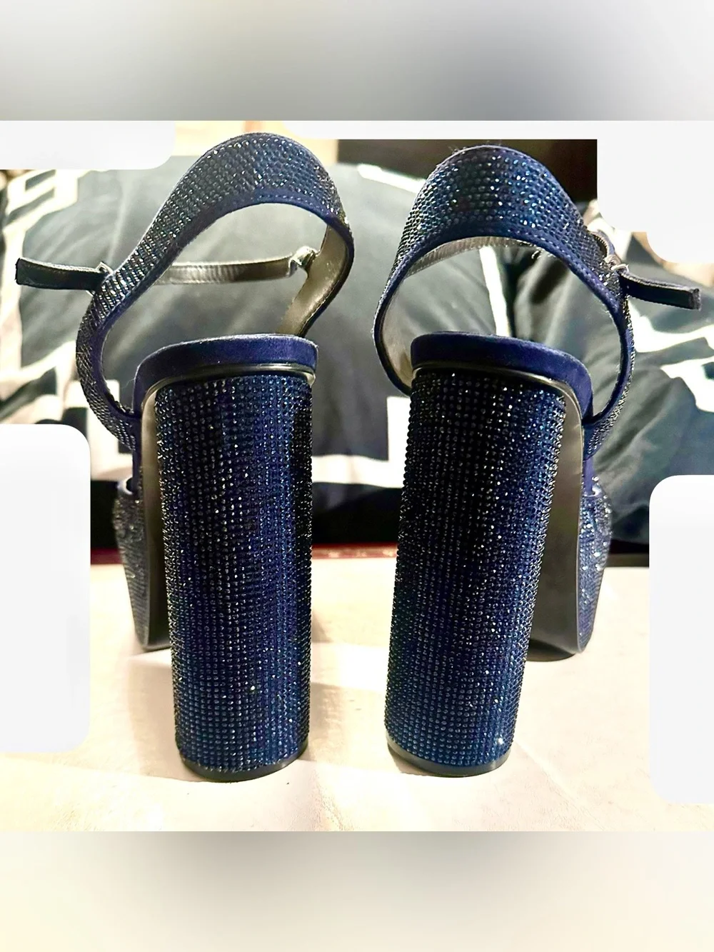 Zara Sparkling Navy Platform Mary Jane Heels